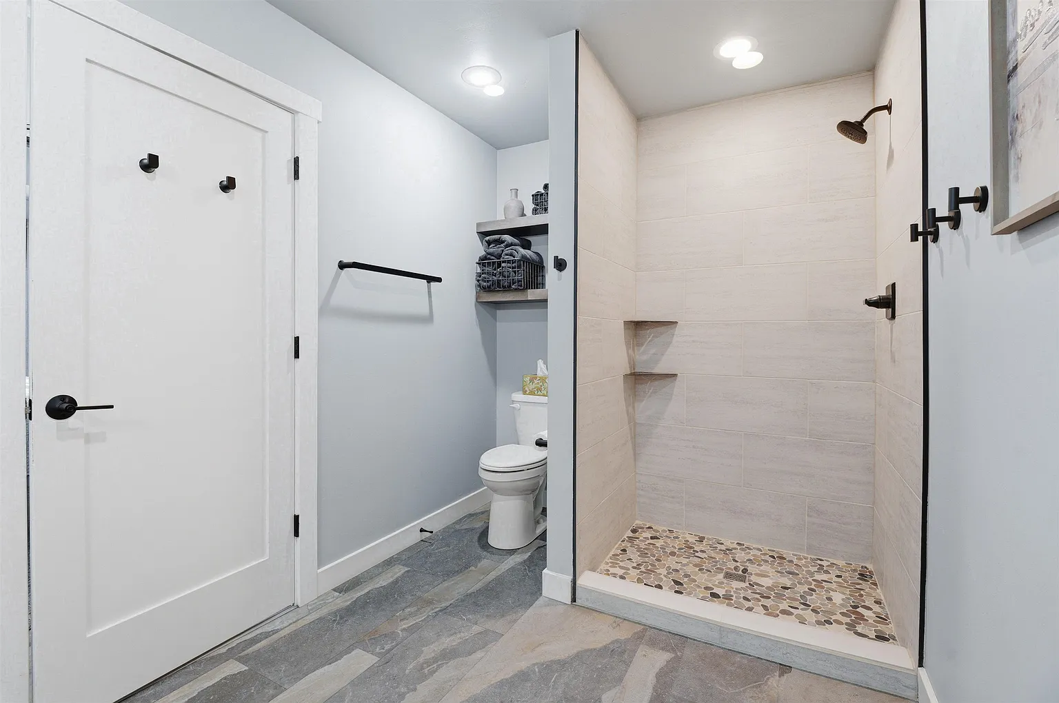 Walk-in tile shower
