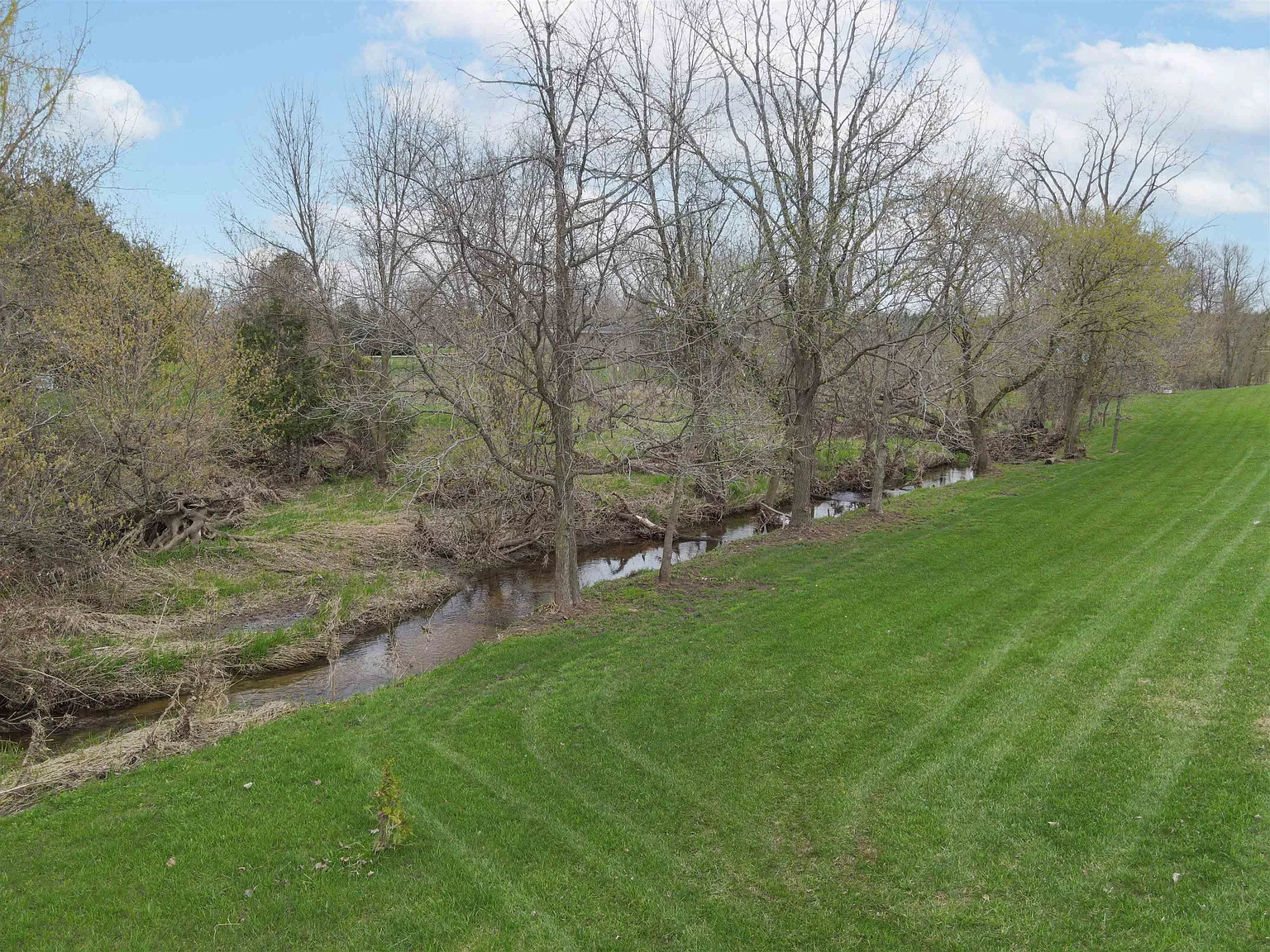 Backyard lawn and creek frontage