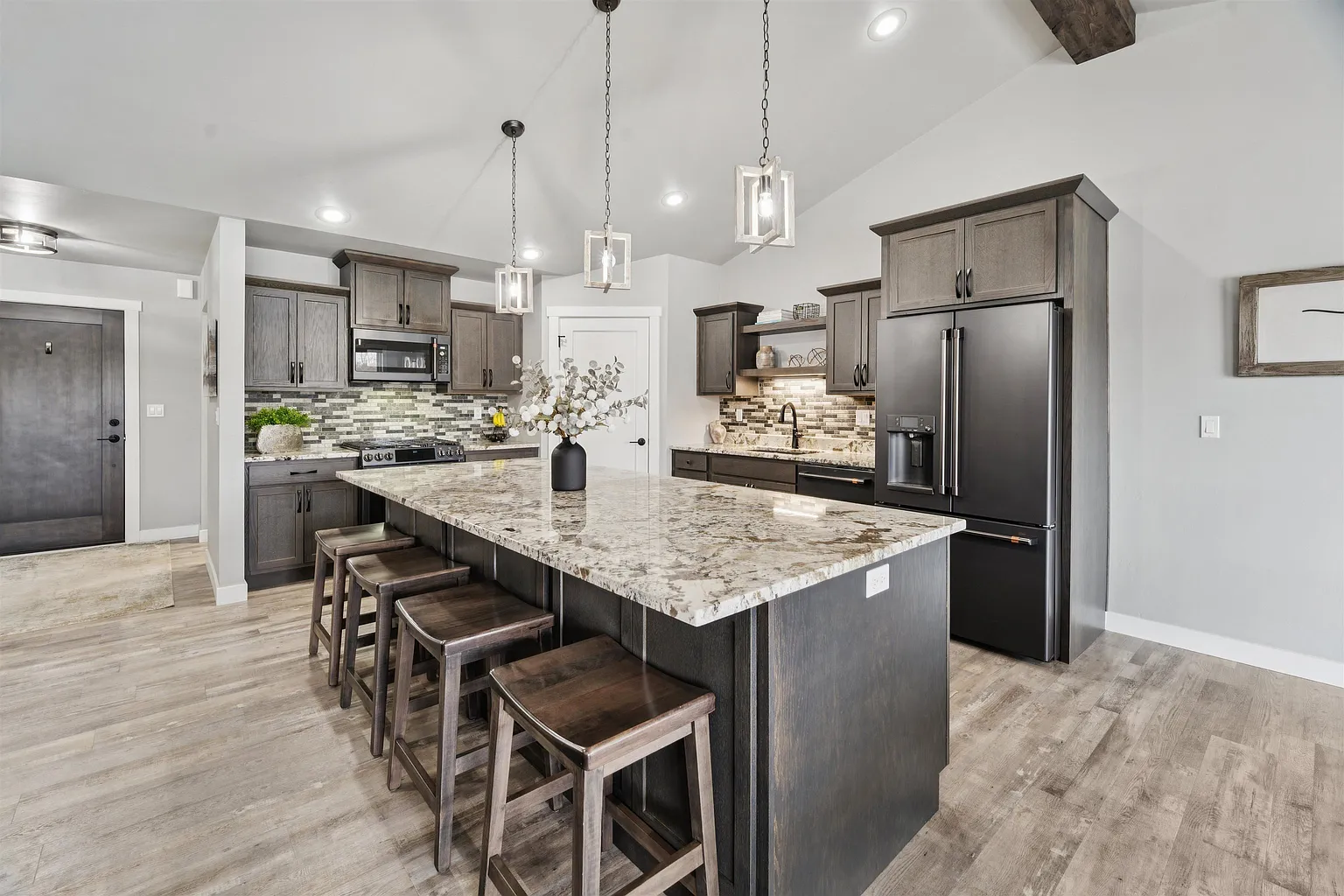 Kitchen with granite island