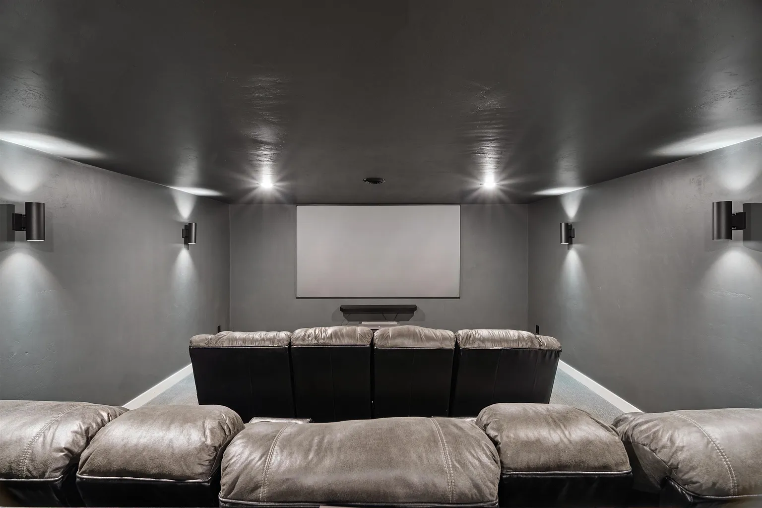 Front view of home theater with recliners
